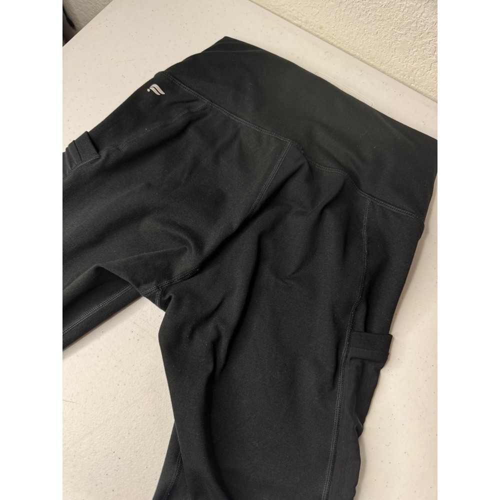 Fabletics Womens Black High Waisted Mesh Panel Pocket Leggings XS CS1722672-0001